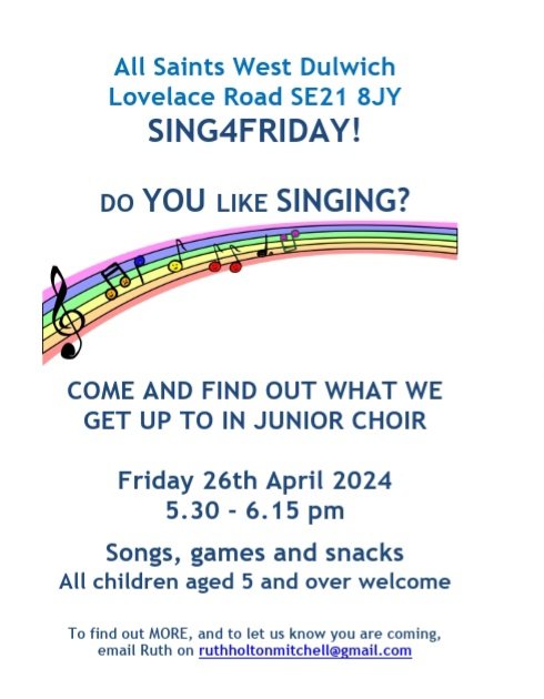 Enjoy singing. Come and join our Junior choir. @allsaints_org @lovewestdulwich @RosendaleSchool @RosemeadPrep @OakfieldPrep