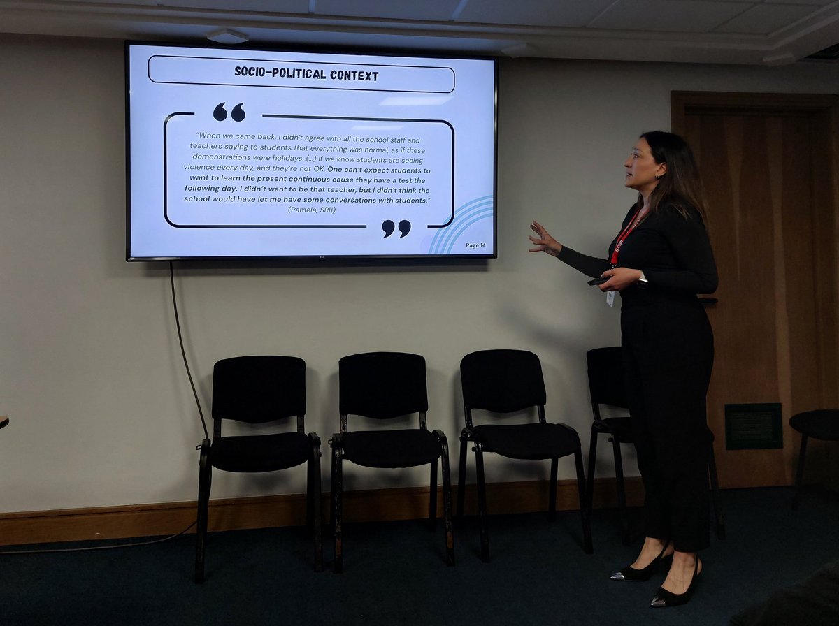 Fantastic presentation today from <a href="/priscilariffo/">Priscila_Riffo</a> at #iatefl2024 on the EFL pre-service teachers' professional identity dilemmas during their last stage practicum in Chile. #teacheridentity #TEFL