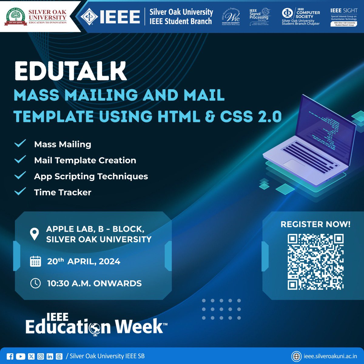 Delve into captivating communication strategies with #IEEESOUSB at Edutalk: Mass Mailing and Mail Template using HTML & CSS 2.0 during  #IEEEEducationWeek.💡Discover the art of #MassMailing and creative #emailtemplates. Let's unlock limitless possibilities together!🌟#ieee #sou