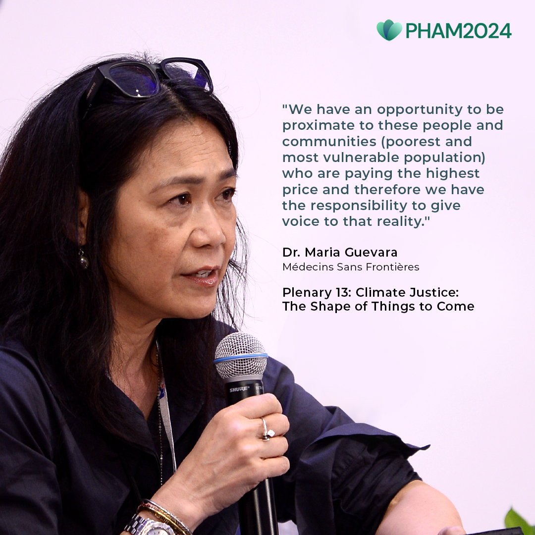 Dr. Maria Guevara  emphasises the importance of standing in solidarity with the poorest and most vulnerable communities, who bear the brunt of climate change's impacts. 

#PHAM2024 #Sustainability #PlanetaryHealth #FromEvidenceToAction