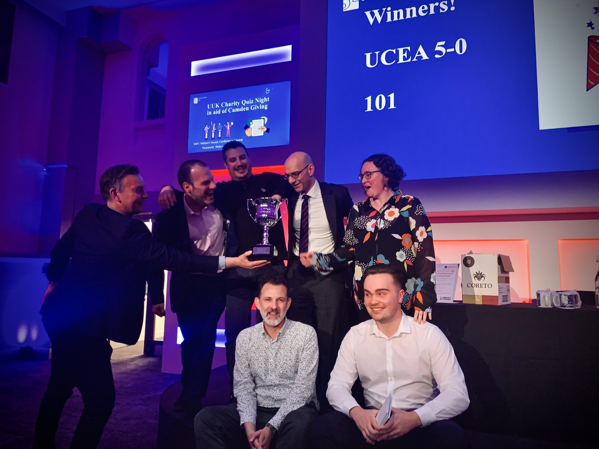 📢The 1st @UniversitiesUK Charity Quiz in aid of the @camden_giving was a huge success!! Together we raised £1.4k. Give it up for the Winners, the @UCEA1 team for winning the Quiz! Fantastic night for a good cause, an event that we look forward to repeating in the near future!