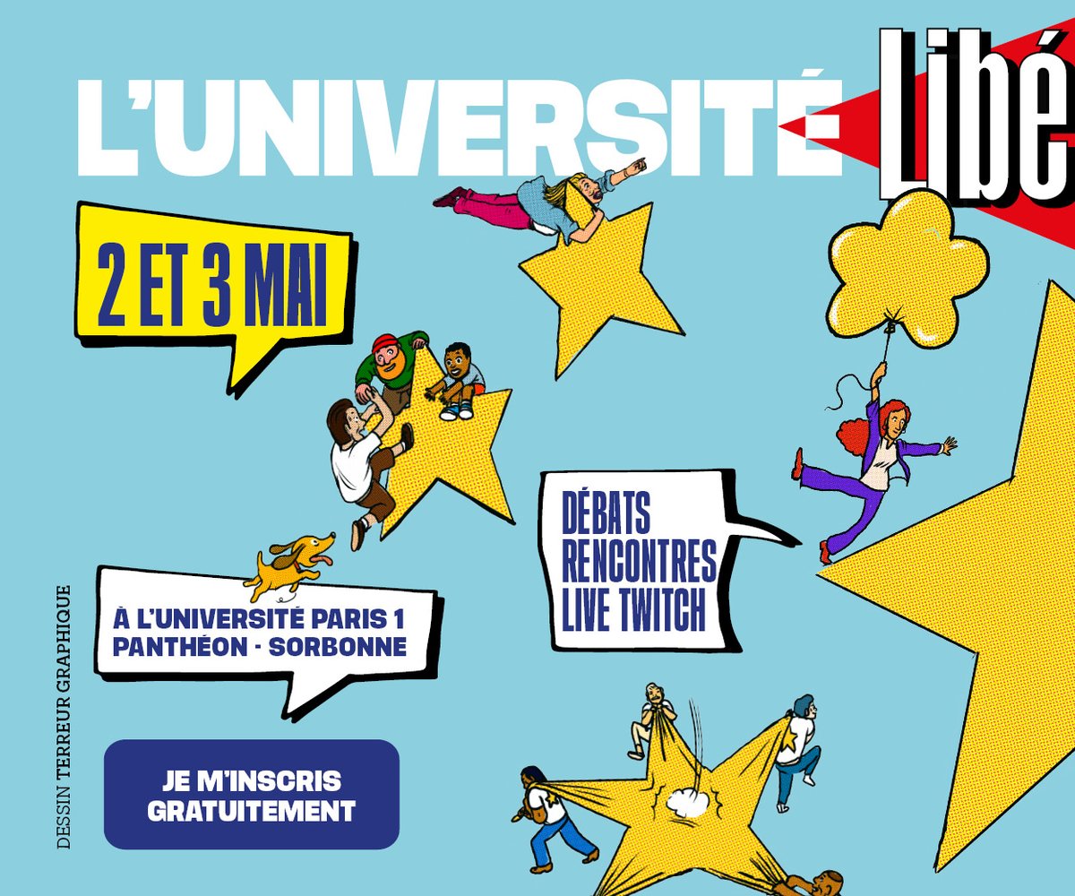 Les 2 et 3 mai, à @SorbonneParis1, rendez-vous pour la deuxième édition de l’#UniversitéLibé ! Où regarde l'#Europe ? Au programme : débats, rencontres et live twitch. Entrée libre > eventbrite.fr/e/billets-univ… #Europeennes2024 Le programme à découvrir dans ce🧵 👇👇👇