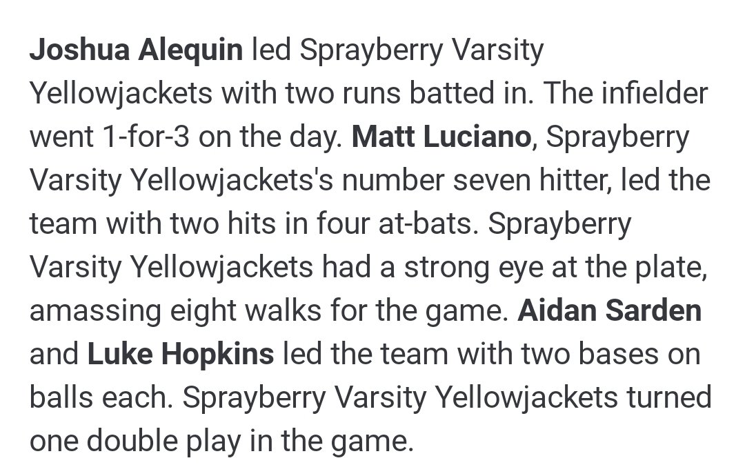 Sprayberry Baseball (@shsjaxbaseball) on Twitter photo Highlights from game 1 of our Series with Alpharetta. <a href="/AlequinJoshua/">Joshua Alequin</a> <a href="/MattLuciano11/">Matt Luciano</a> <a href="/AidanSarden/">Aidan Sarden</a> <a href="/LukeHopkins2026/">Luke Hopkins</a> <a href="/PG_Georgia/">Perfect Game Georgia</a> <a href="/PrepBaseballGA/">Prep Baseball Georgia</a> <a href="/GeorgiaMaxPreps/">Georgia MaxPreps</a> Highlights from game 1 of our Series with Alpharetta. <a href="/AlequinJoshua/">Joshua Alequin</a> <a href="/MattLuciano11/">Matt Luciano</a> <a href="/AidanSarden/">Aidan Sarden</a> <a href="/LukeHopkins2026/">Luke Hopkins</a> <a href="/PG_Georgia/">Perfect Game Georgia</a> <a href="/PrepBaseballGA/">Prep Baseball Georgia</a> <a href="/GeorgiaMaxPreps/">Georgia MaxPreps</a>