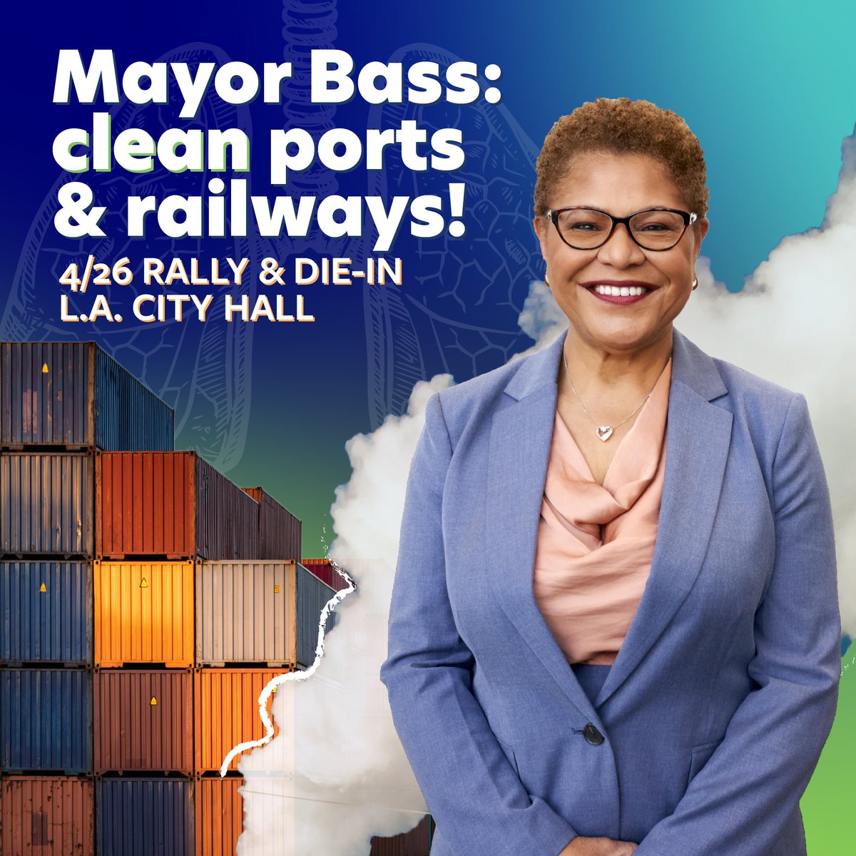 👀WHO: YOU 🗣️WHAT: Rally & die-in to stand up for environmental justice for port-adjacent communities near the San Pedro Bay port complex 📍WHERE: LA City Hall (200 N. Spring St., Los Angeles, 90012) 📅WHEN: 4/26 | 8:30 - 11:30 a.m. PT Join us! 🔗 bit.ly/portadvocacy