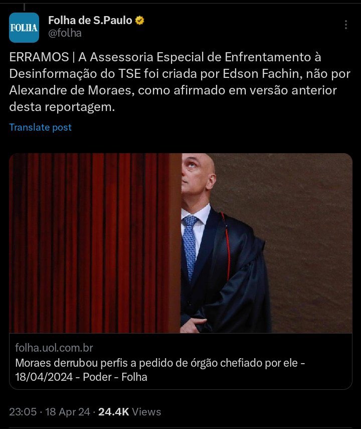1-Folha dissemina FAKENEWS contra Alexandre
2-Bolsominions passam a repetir a fakenews
3- mais de 12 horas depois a Folha desmente numa notinha que ninguém vai ver

Isso tudo dias depois de 1 editorial CRIMINOSO em que defendia os golpistas e atacava o Alexandre!

Isso após o UOL