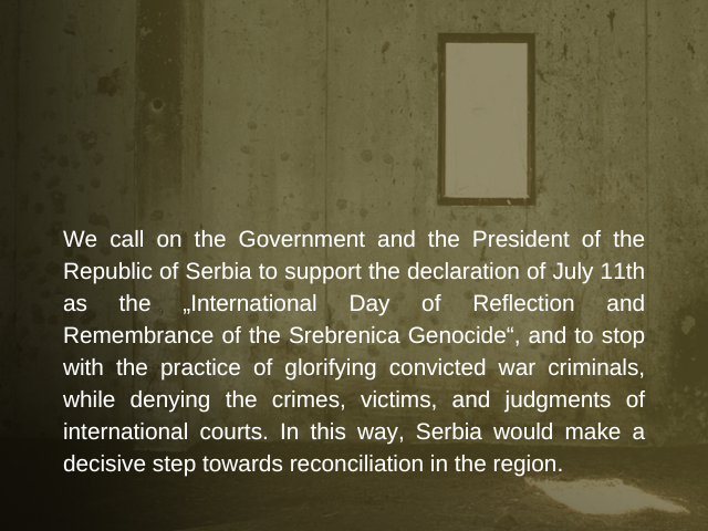 Human rights organizations from Serbia strongly support the adoption of a United Nations resolution designating July 11th as the “International Day of Reflection and Remembrance of the Srebrenica Genocide.”

📰 Press release 👉 bit.ly/HLC190424