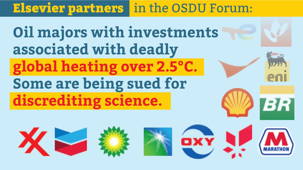 #Elsevier partners include 8 of the largest 10 oil majors, using vital technical & geophysical information in Elsevier journals to serve hydrocarbon exploration that risks deep #humanRights harms. 2/🧵