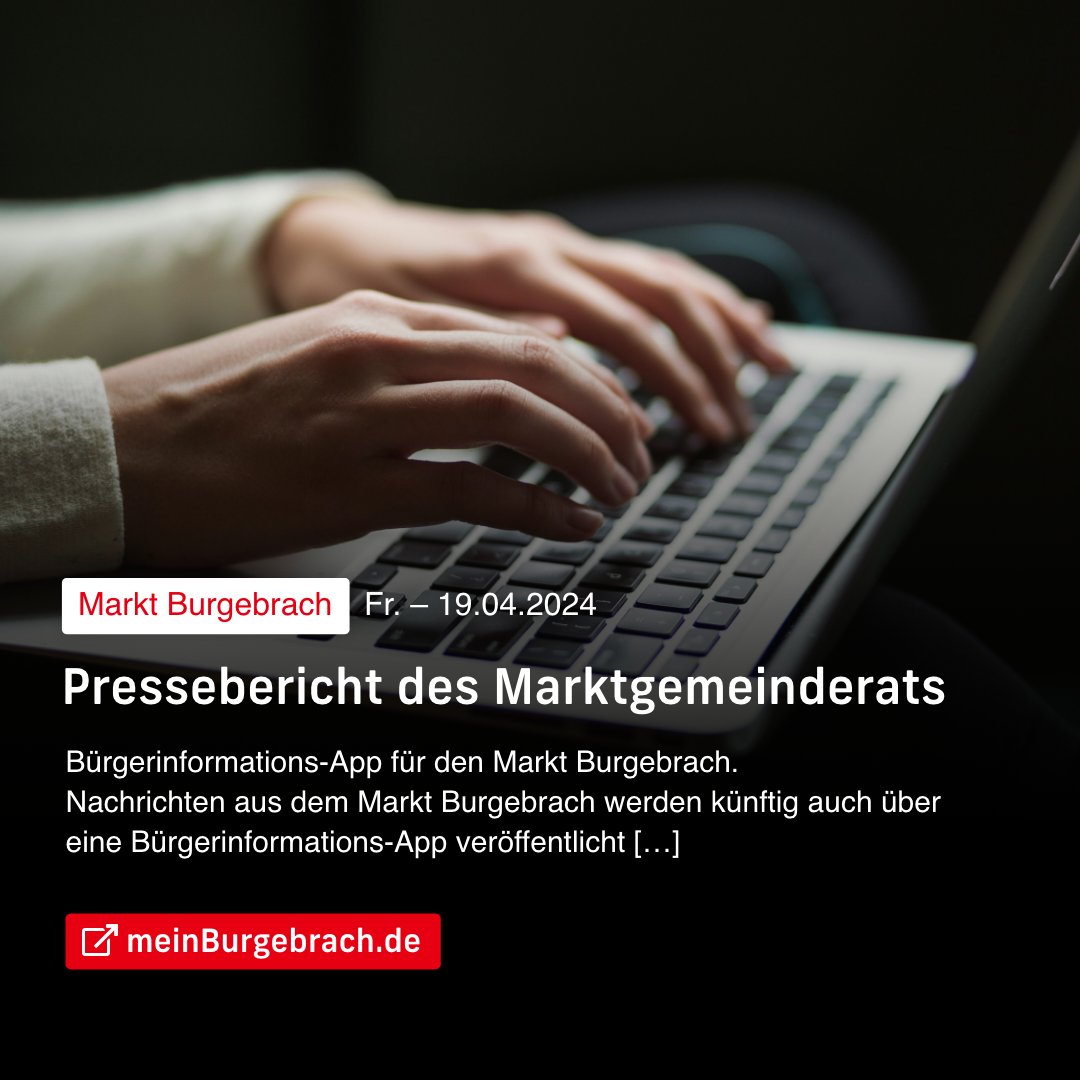 Pressebericht zur Sitzung des Marktgemeinderats

Bürgerinformations-App für den Markt Burgebrach.
Nachrichten aus dem Markt Burgebrach werden künftig auch über eine Bürgerinformations-App veröffentlicht […]

↗️ meinburgebrach.de/pressebericht-…