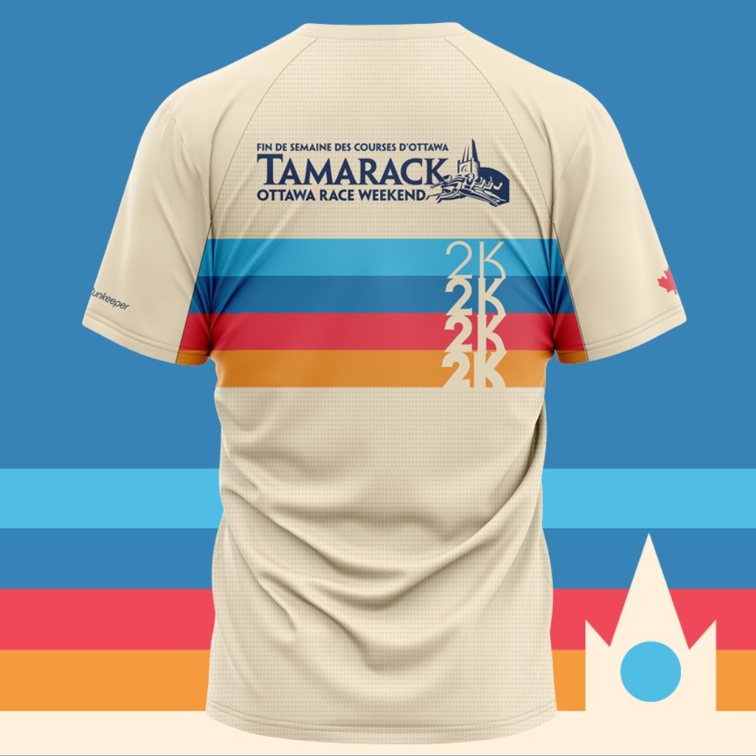 Have a look at the shirt for the 2024 Ottawa 2K presented by @Runkeeper! Shirts won't be available for purchase during Tamarack Ottawa Race Weekend. Purchase your shirt after registering, by signing in to your Race Roster account. Limited sizes available: raceroster.com/events/2024/76…