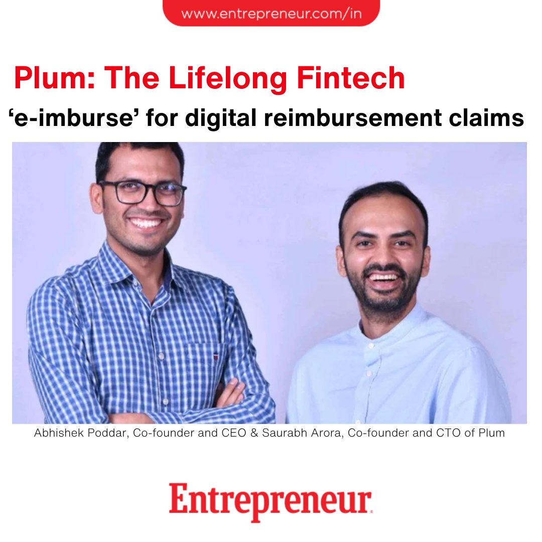 Plum, dubbed 'The Lifelong Fintech,' is India's premier insurtech platform, catering to over 3500 organizations with business and group health insurance solutions.   

Read: ow.ly/qPPR50RjMNM

#PlumInsurtech #InsurtechIndia #FintechInnovation  #InsuranceInnovation