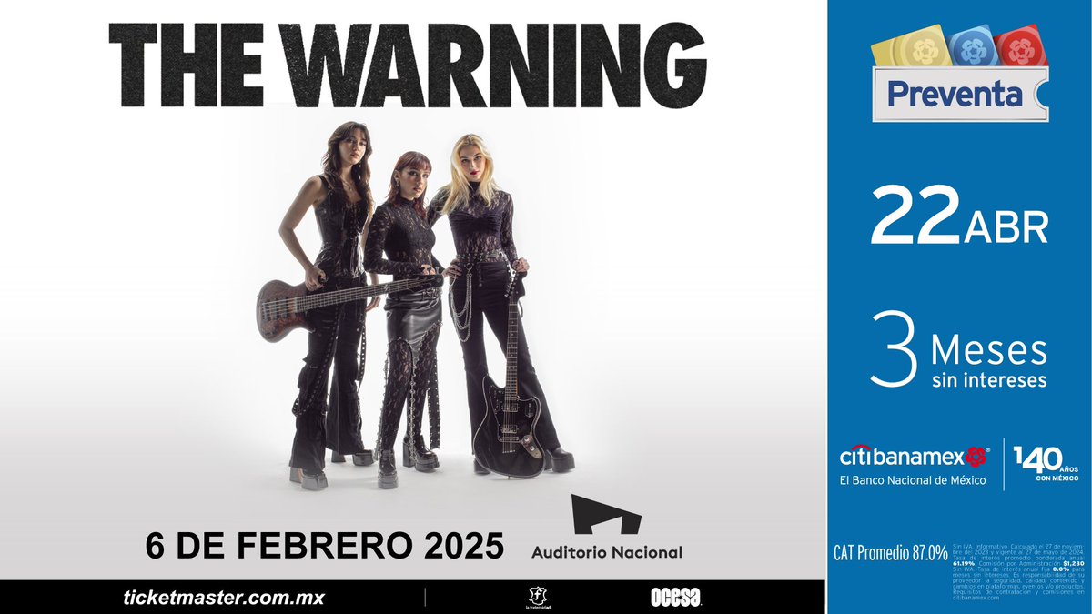 Será ÉPICO 🤘🏻💥🤘🏻 Boletos 🎫 Preventa Citibanamex: lunes, 22 de abril de 2024 11:00 horas CDMX Venta General: martes, 23 de abril de 2024 11:00 horas CDMX @citibanamex @ocesa @AuditorioMx