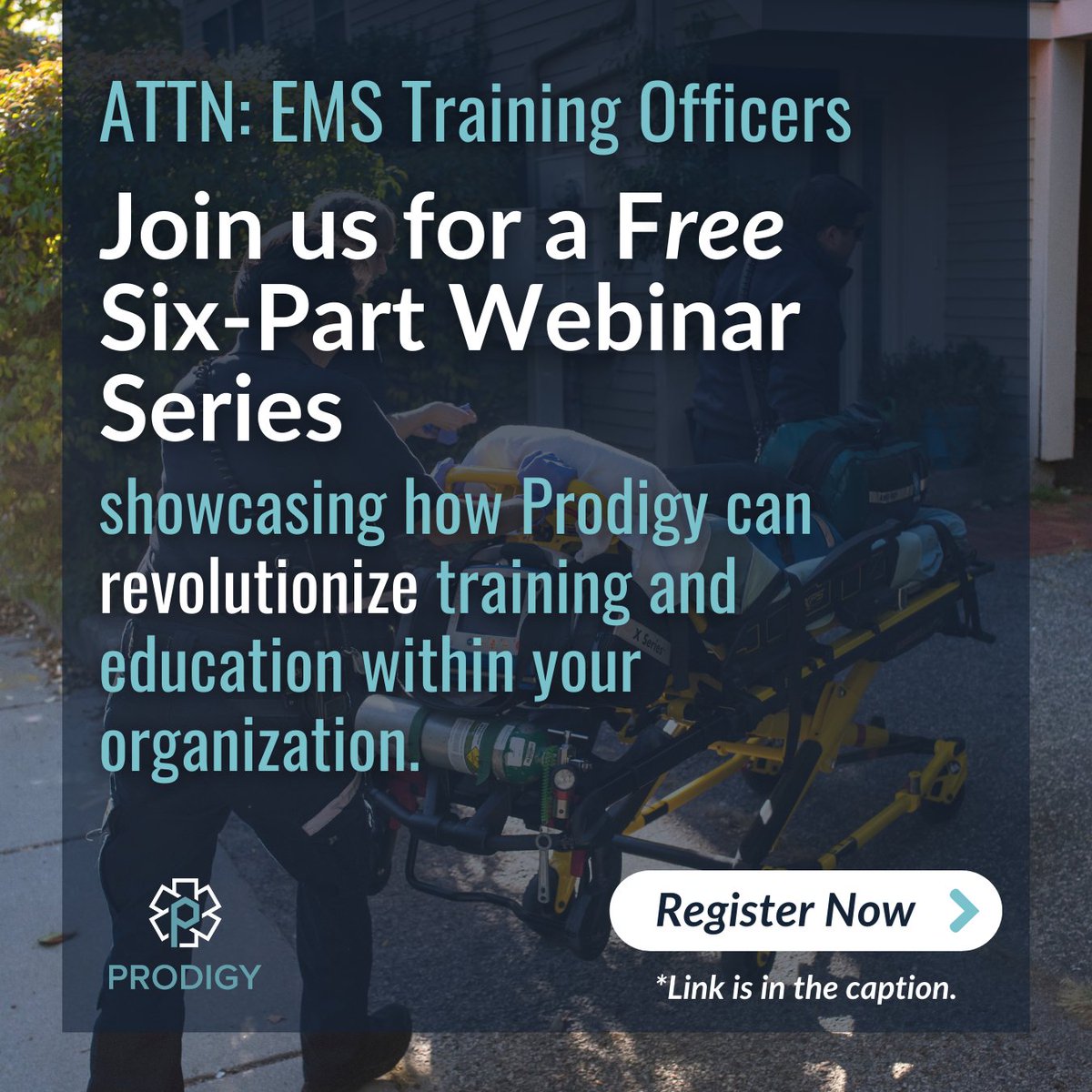 🚨 Exciting update for EMS professionals! Join our FREE Prodigy EMS Training Officer Workshop starting May 2nd. Dive into a 6-part webinar series designed to supercharge your EMS training skills!

🔗 Sign up now! #ProdigyEMS #WebinarSeries

bit.ly/3Wnk0AH