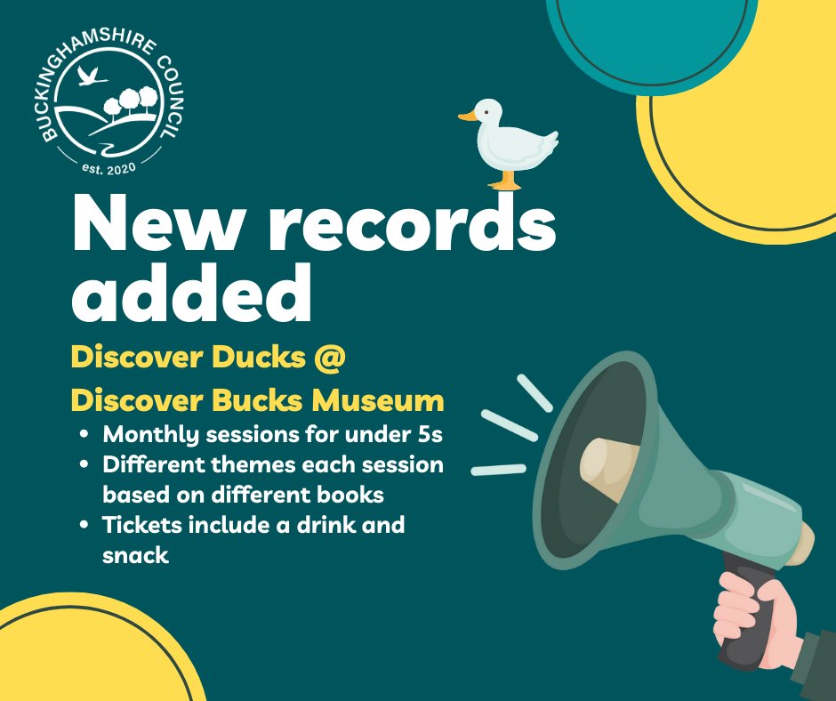Recently added to the directory: Discover Ducks at Discover Bucks Museum. They are running themed sessions including a story, song, games, play, craft activity and museum trail. Find out more 👉 ow.ly/bjpx50Rh4sT