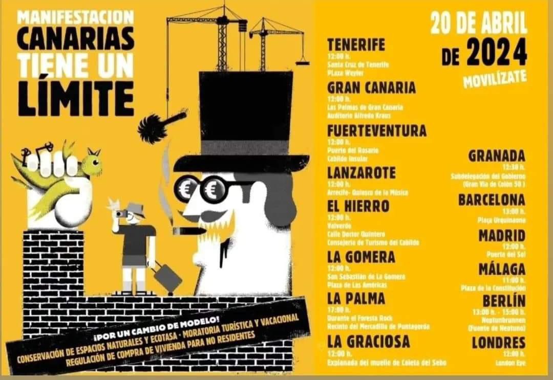 ✊🏽 Mañana las 8 islas caminarán juntas gritando alto y claro, BASTA YA! #CanariasTieneUnLímite  
‼️Estamos convencidas de que es necesario y posible crear un presente y un futuro mejor para nuestra tierra y su gente.
📆Nos vemos a 12 delante del Auditorio Alfredo Kraus
