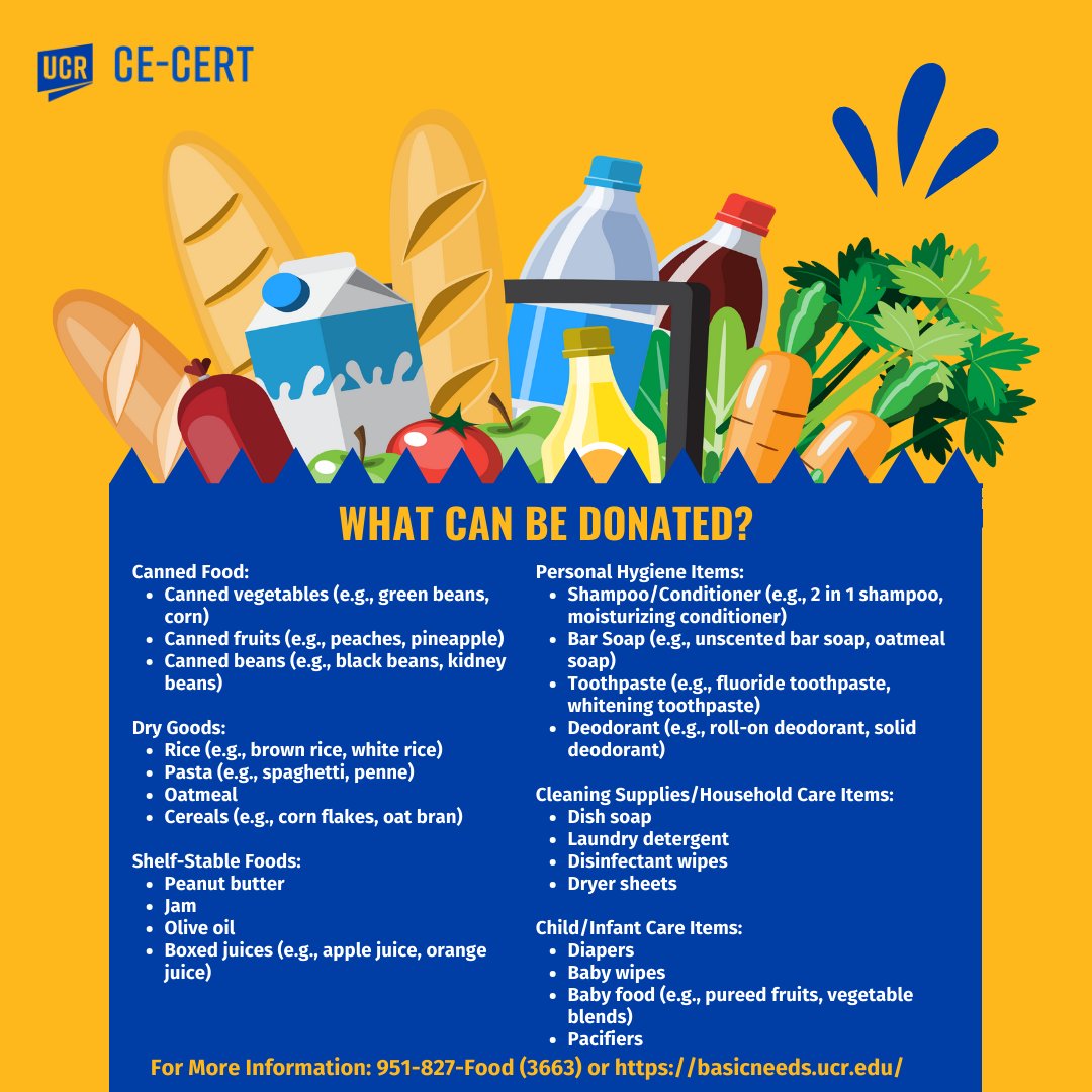 Join us in making a difference! CE-CERT's Food Drive runs April 22-26 to support R'Pantry and our Highlanders! Drop off your donations at the CE-CERT lobby in the food pantry bin and spread the love! 💙✨

#UCRFoodDrive #Rpantry #HighlanderPride