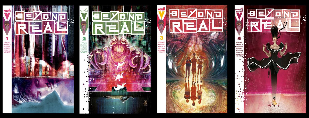 Beyond Real is about duality, reflection and what lies beyond our physical borders, and I absolutely love what @JohnJPearson has done with the @thevaultcomics BEYOND main covers. Issue #4, interior art by @DennisMenheere + @jecorona, avail now for pre-order, FOC this weekend.