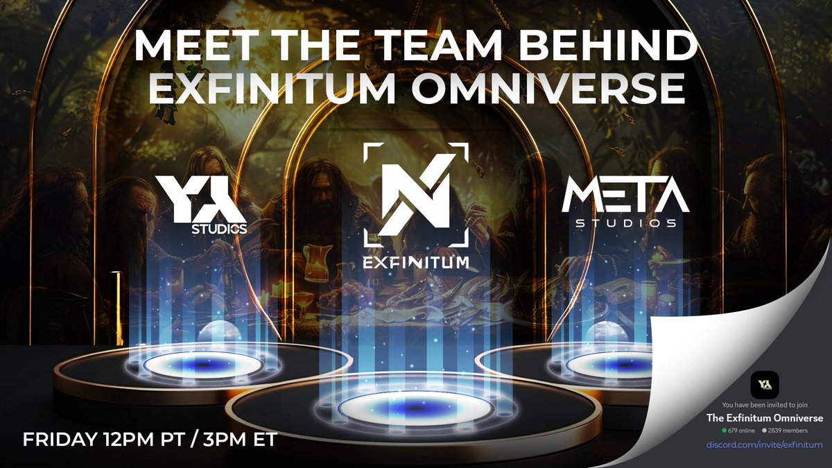 Meet the team behind our newest project Exfinitum Omniverse! Infinite worlds, infinite possibilities ... unified storytelling and gameplay. Join us today at 12pm PT / 3pm ET in our Discord Server: discord.gg/exfinitum
#gaming #innovation #exfinitumomniverse