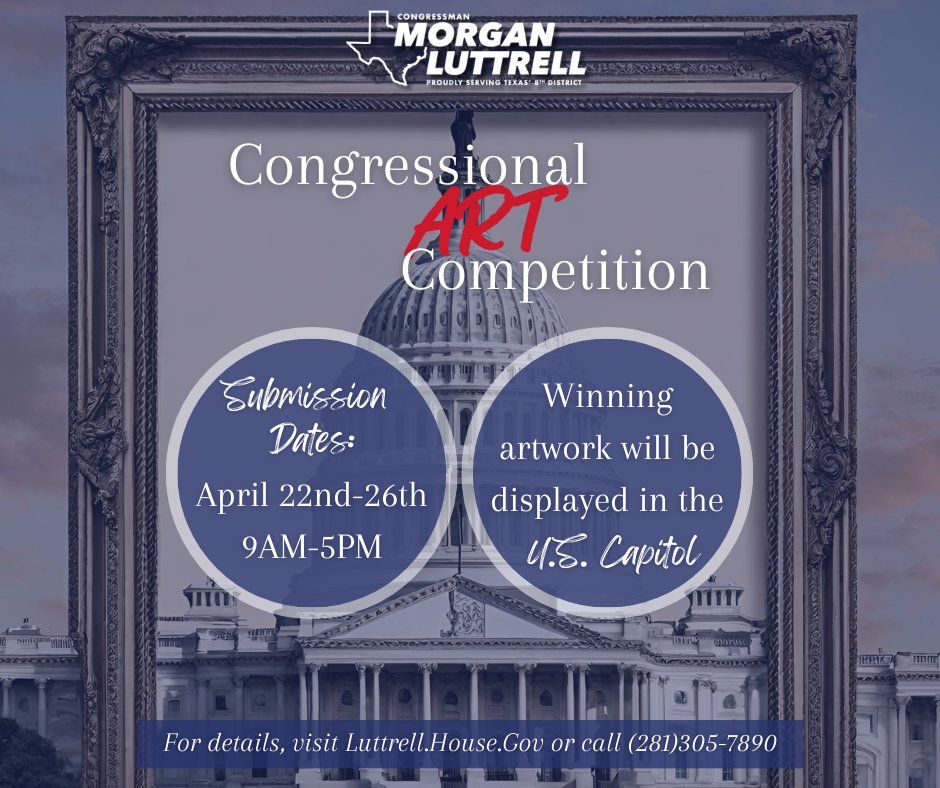 🚨High school students: The 2024 Congressional Art Competition is underway, and #TX08 students are invited to participate. More details ➡️ luttrell.house.gov/services/art-c…