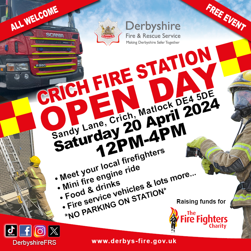 Don't forget to pop along to @crichfire's open day tomorrow 12-4pm 🚒 There'll be lots to see and do including a chance to meet your local firefighters! Come and show your support if you're in the area but please note there is no parking on station.