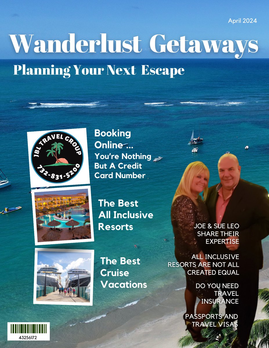Did you get your copy of our new magazine 'Wanderlust Getaways' ? #jbltravelgroup your certified travel advisors just #onecallaway Specializing in #cruises #allinclusiveresorts and #escortedtours Get your copy today at: jbltravelgroup.net/free-publicati…
