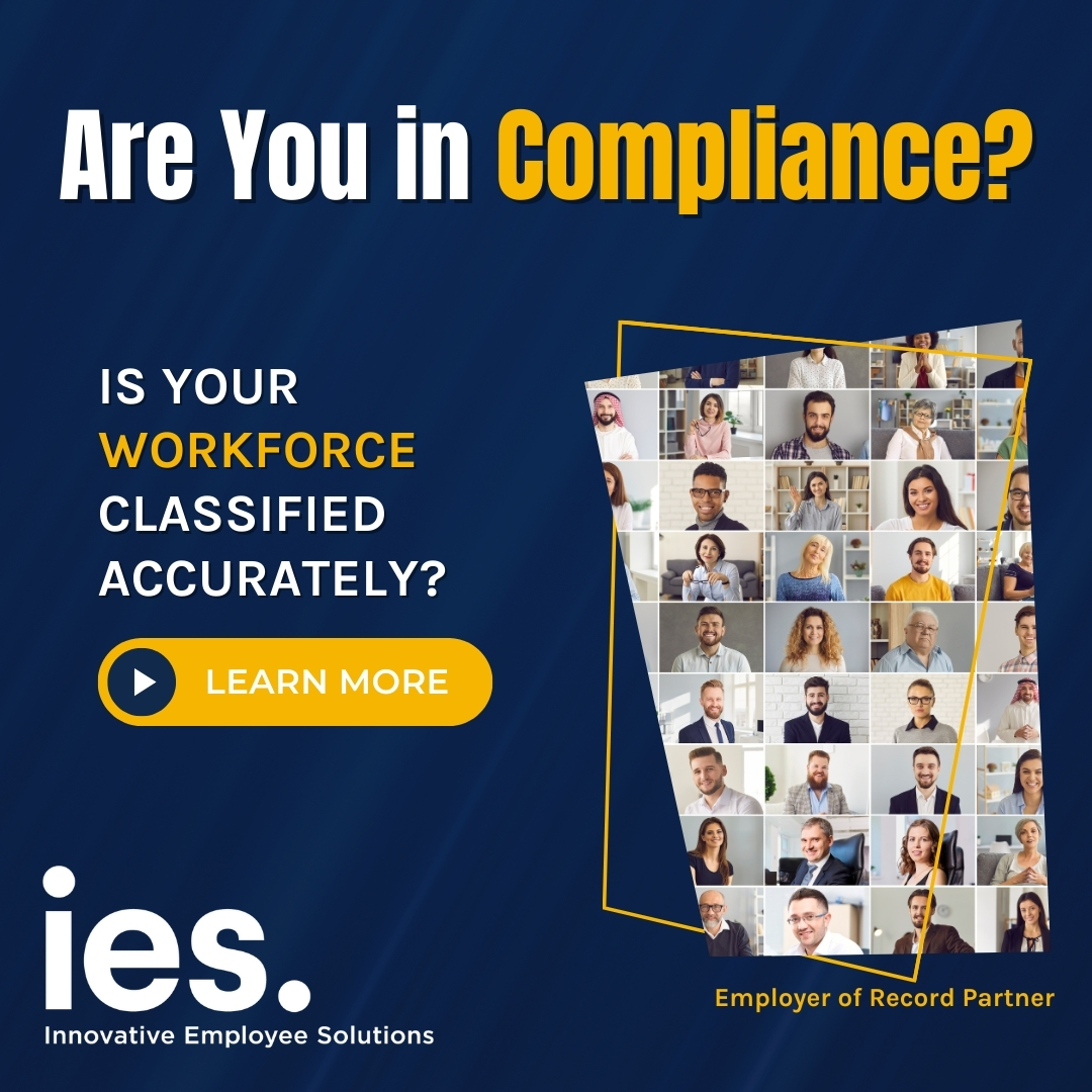 @InnovativeES helps companies stay compliant. Breathe easy. We've got you. hubz.li/Q02tldfb0

#IES #ICcompliance #Compliance #HR #IndependentContractors #employees #IES #EOR #EmployerOfRecord #HR #HumanResources #ContingentWorkforce #ContingentWorkers #misclassification