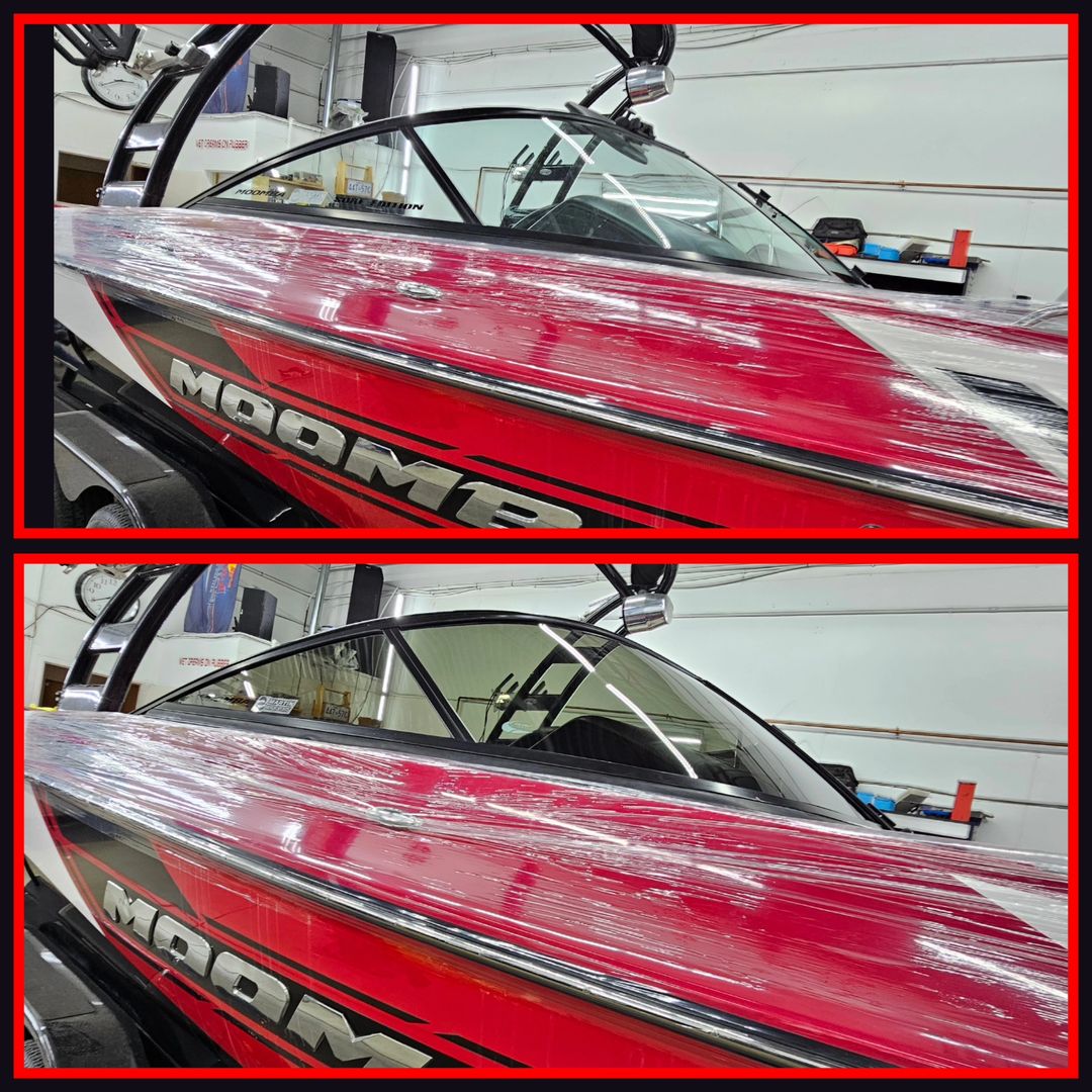 Everything looks better tinted 😎 The windshield was removed and completely disassembled for that seamless, no-gap effect 🖕 #suntekfilms #tintedwindshield #moomba #yeg