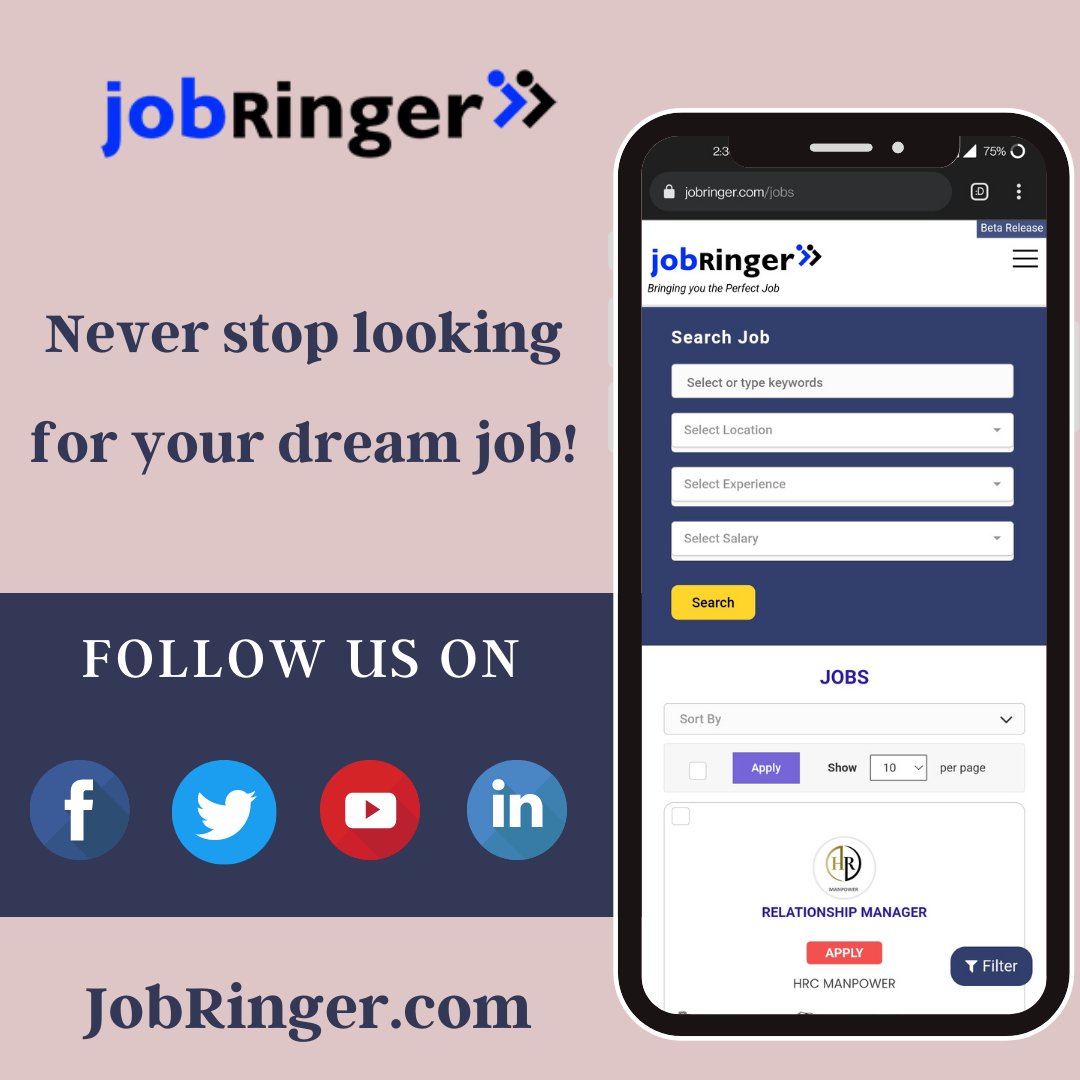Never stop looking for your dream job . . . #job #jobringer #jobseekers #jobsinindia #jobsearch #jobhiring #jobsforyou #jobsearching #jobseeker #wfhjobs #itjobs #pharmajobs #hrjobs #remotejobs #freshersjobs #salesjobs #jobringerjobs #freshershiring #freshersvacancy #wfh #wfhlife