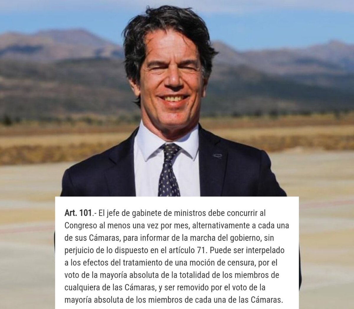 Esta persona es Nicolás Posse, Jefe de Gabinete de Ministros de la Nación. La Constitución Nacional lo obliga a concurrir al Congreso al menos una vez por mes para ser interpelado y dar informes. Saben cuántas veces fue al Congreso este señor? 0. Nunca dió explicaciones.