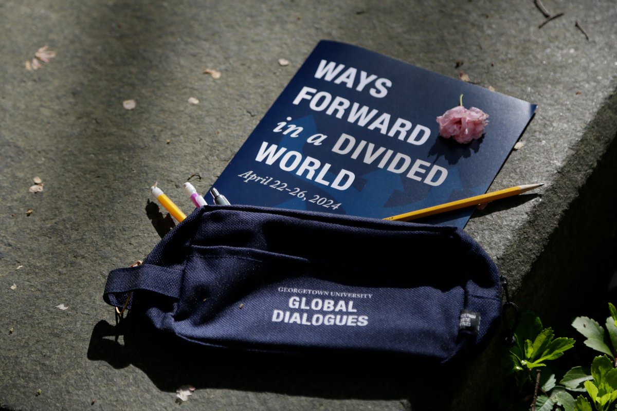 Monday’s the day! We are looking forward to an exciting lineup of panels and workshops to seek ways forward in a divided world. Here’s a sneak preview of our program and some exclusive #GUGlobalDialogues merch. There’s still time to RSVP! buff.ly/3Q49TfR