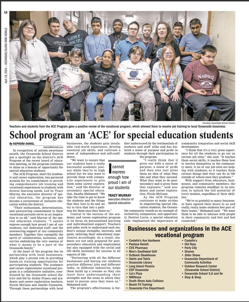 OSchoolsPR's tweet photo. Thank you @OIPHerald for helping us put a spotlight on the ACE program and the many businesses that partner with our high school to offer our students vocational opportunities. This is what community means.
#ThisIsOSD⚓️ #BelieveBelongBecome https://t.co/cr9XYtP23f