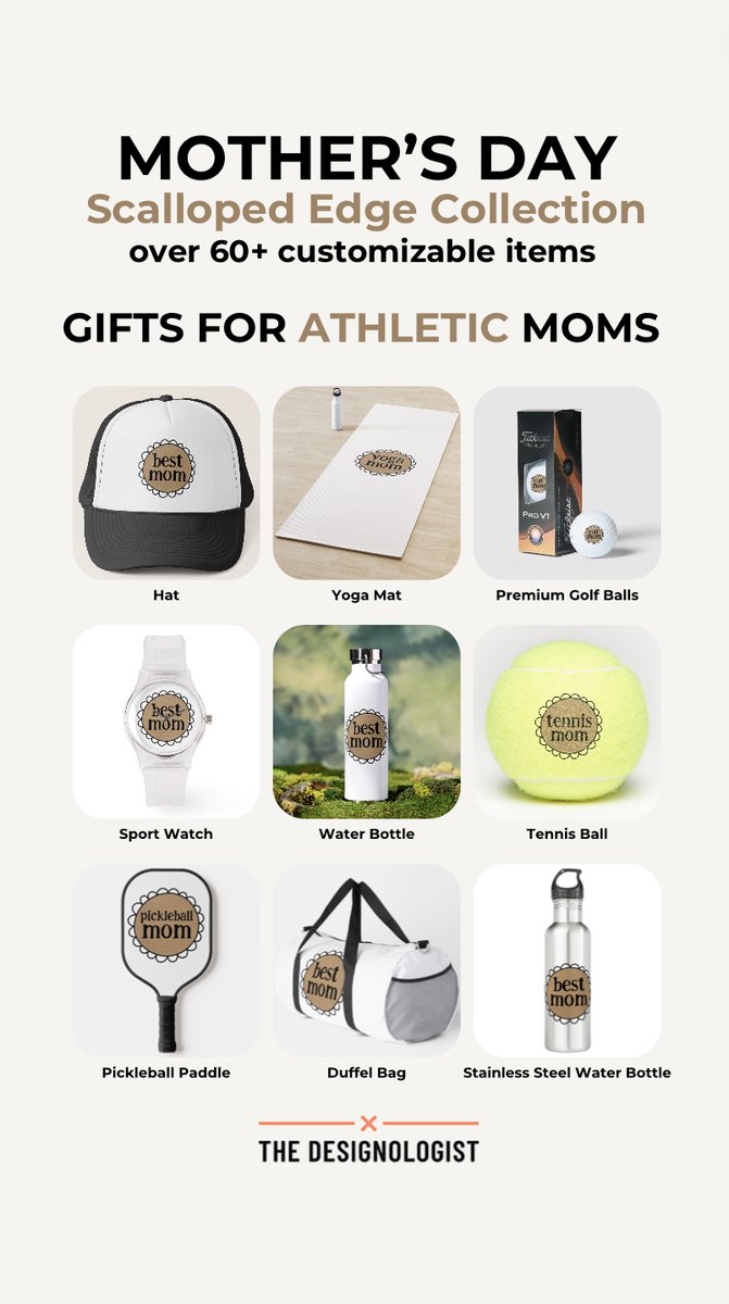 Perfect gifts for moms who are athletic! 🏃‍♀️ Check out our other gifts and items to host a beautiful Mother's Day event.
 zazzle.com/collections/mo… 

#mothersdaygiftideas #mothersdaygifts #Mothersday2024 #giftsformom #athlete #happymothersday #pickleball #tennis #yoga #Hike #Golf