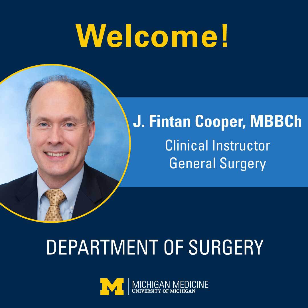 We're thrilled to welcome J. Fintan Cooper, MBBCh, to the surgery family. Dr. Cooper will practice out of Chelsea. Say 👋 if you run into him there!