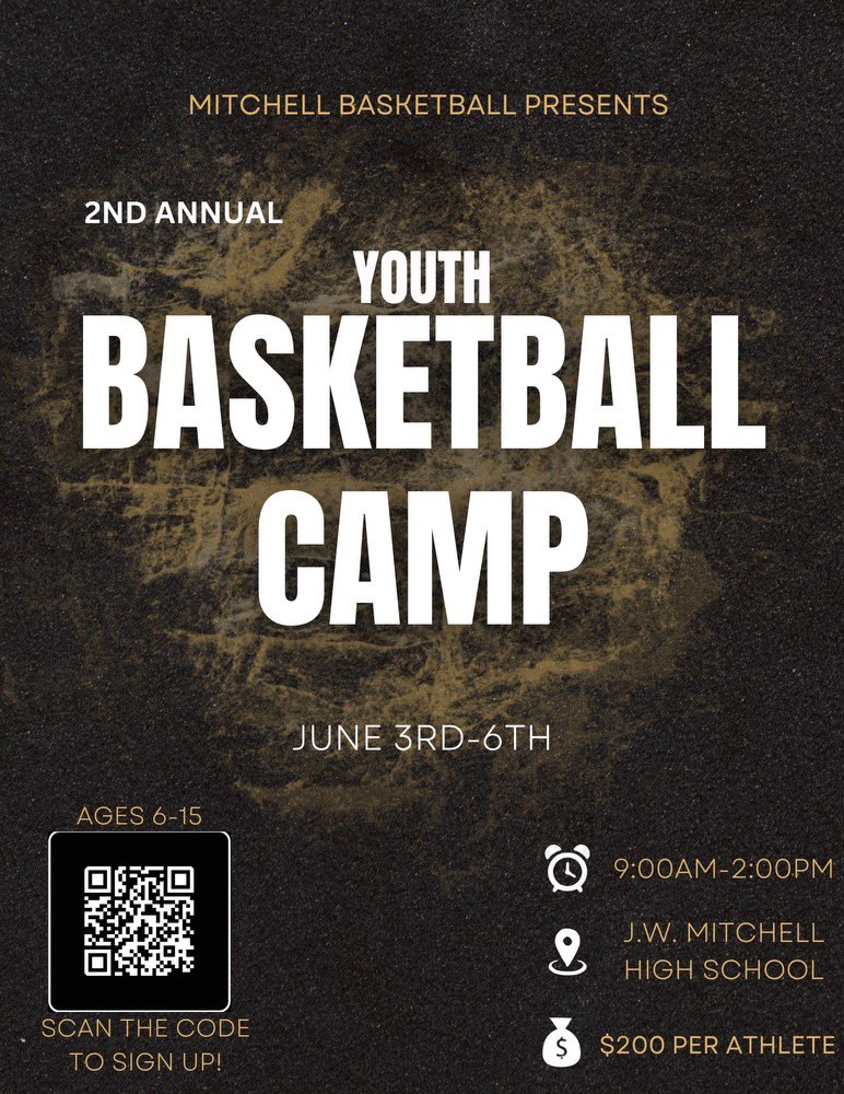 Back by popular demand. 2nd Annual Youth Basketball Camp! Register today! #mitchellhoops