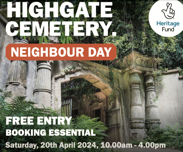 HighgateForum's tweet image. Don't miss Highgate Cemetery Neighbour Day tomorrow  from 10am to 4pm - free to locals if you sign up via eventbrite