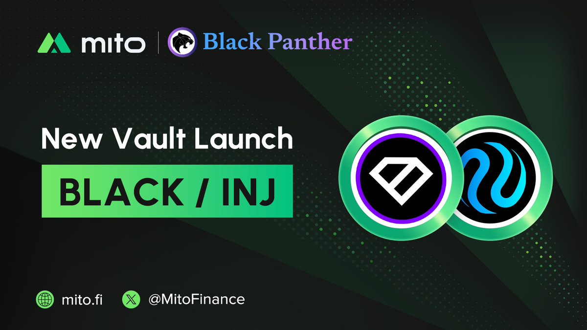 ⚡️ @BlackPanther_Fi’s $BLACK launchpad subscription period has been concluded! With that, the $BLACK vault is now live on Mito! 🔥 Black Panther is the leading AI driven asset management protocol building on Injective. mito.fi/vaults/