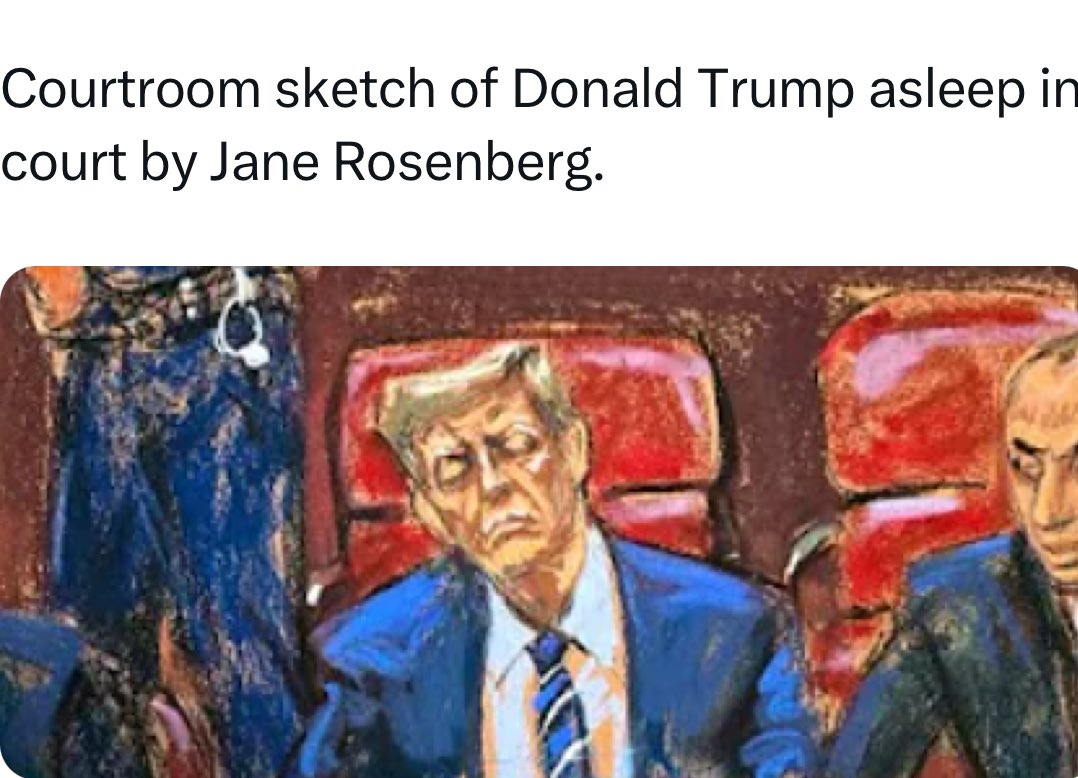 GoodTroubleGran's tweet photo. @thedailybeast #SleepDon has fallen asleep every single day heโs been in court this week. https://t.co/RPMColU5lN