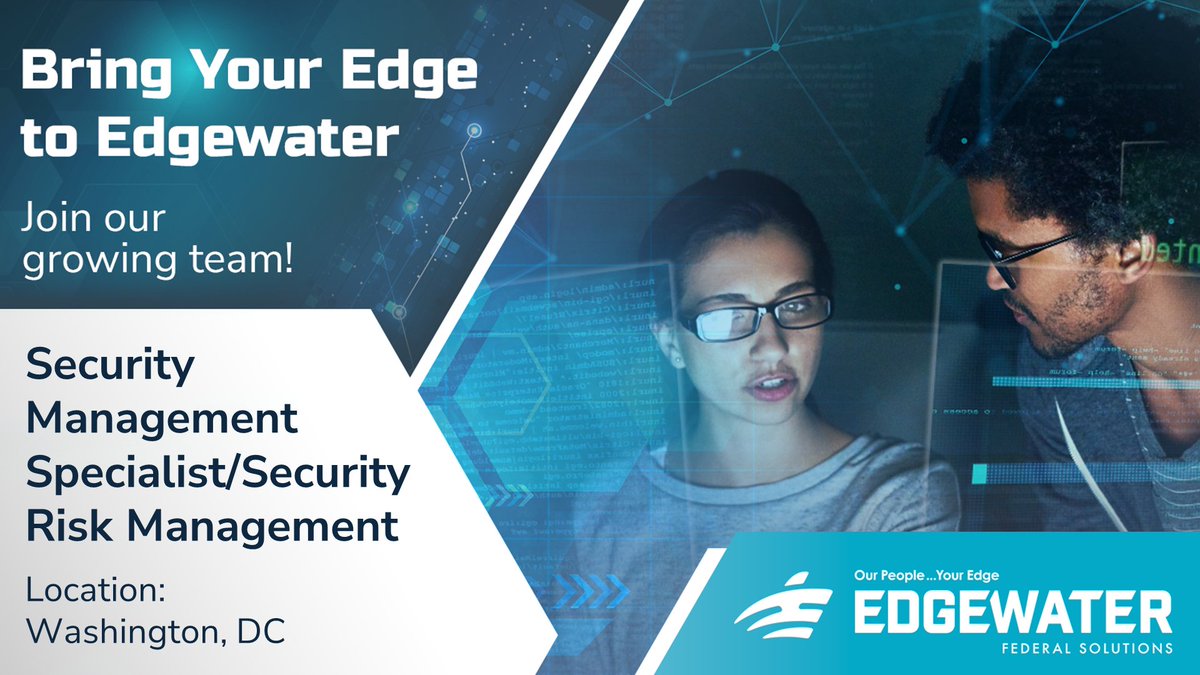 Are you passionate about #cybersecurity and risk management? #Edgewater is seeking a talented Security Management Specialist with hands-on technical skills to join our dynamic team. Apply today!
careers-edgewaterit.icims.com/jobs/3186/secu…
#EFS #GovCon #CyberJobs #TechCareer #NowHiring