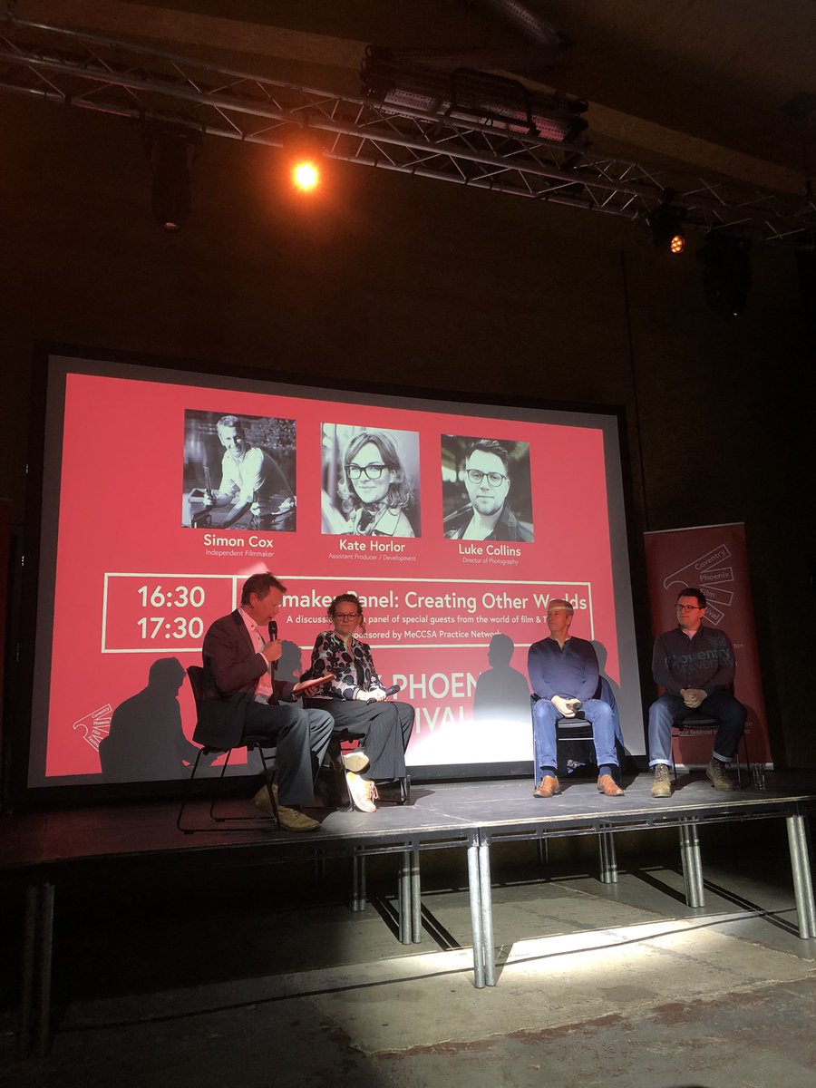 CovFilmFest's tweet photo. ‘Other worlds’ filmmaker panel with @KateHorlor @Luke_C @SimonCoxFilm supported by MeCCSA practice network.  #filmfestival #covfilm #shortfilm #coventry #cpff #covphoenixfilmfest https://t.co/sMCDuC6qFl