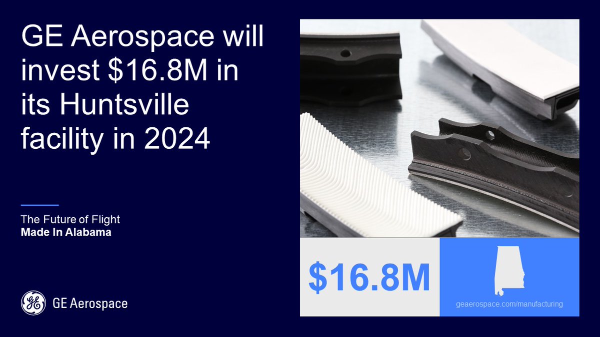 Huntsville, AL, produces materials used in Ceramic Matrix Composites, which allow our engines to get hotter while also reducing weight.

Investments in Huntsville will be enable production & quality testing equipment, as well as facility upgrades. 🔗 bit.ly/4ayhj36