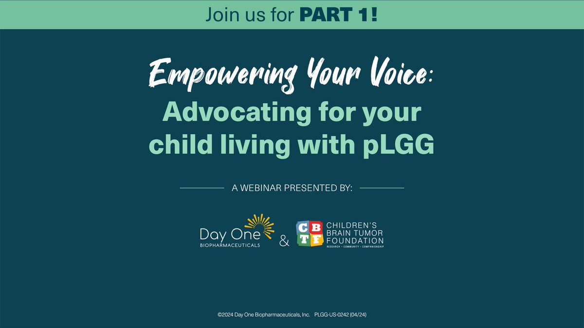 This Sunday, tune into our webinar series intended to empower caregivers of children living with #pLGG. The first session of this two-part webinar will feature Stacia Wagner of @cbtf_org and Alistair Robertson of Valley Children’s Healthcare. Register: bit.ly/3vZw7sE