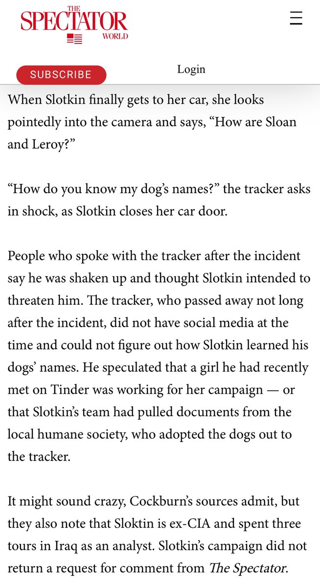 Uh this story about @ElissaSlotkin is wild. I get trying to throw trackers off but this is very creepy. thespectator.com/newsletter/don…