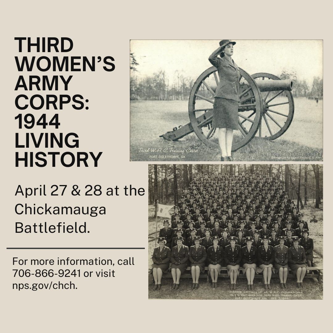 The Third Women's Army Corps played a critical role in the Allied victory of World War II; 50,000 trained at Chickamauga Battlefield. See history come alive next weekend! 
.
#LetsGoFortO #LivingHistory