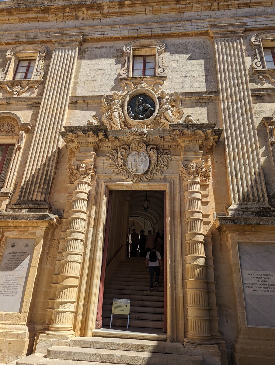 The impressive facade of Vilhena Palace in #Mdina. 
Originally built as a summer palace for the Grand Master of the Order of the Knights of St John, it later served as a hospital in the 19th and 20th centuries and since 1973 is #Malta's National Museum of Natural History.