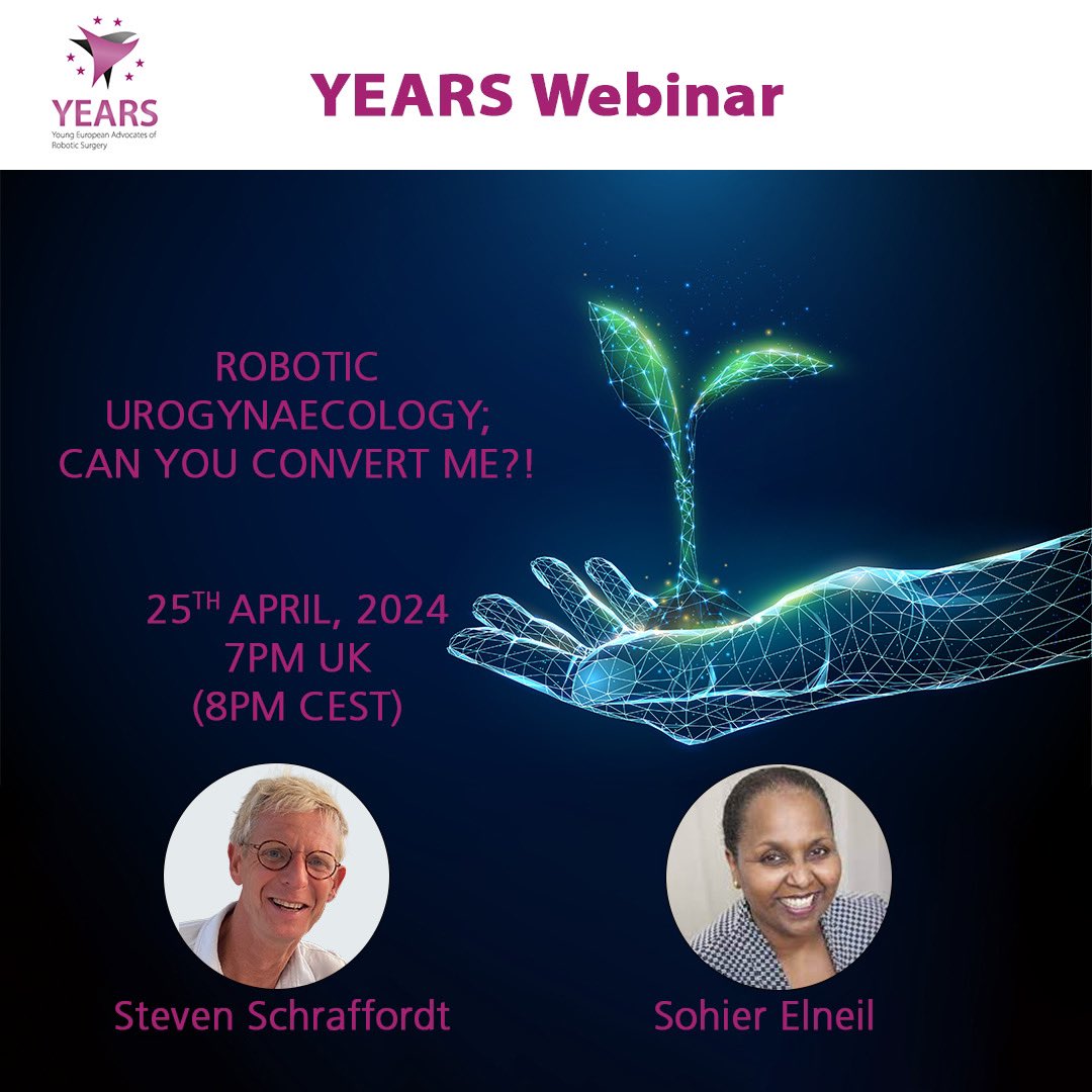 ⚡️Next Thursday!⚡️ Steven Schraffordt & Sohier Elneil challenge you in a @years_network webinar: Robotic Urogynaecology: Can You Convert Me? Hope to see you there! 👉sergs.org/videoportal/we… #roboticsurgery