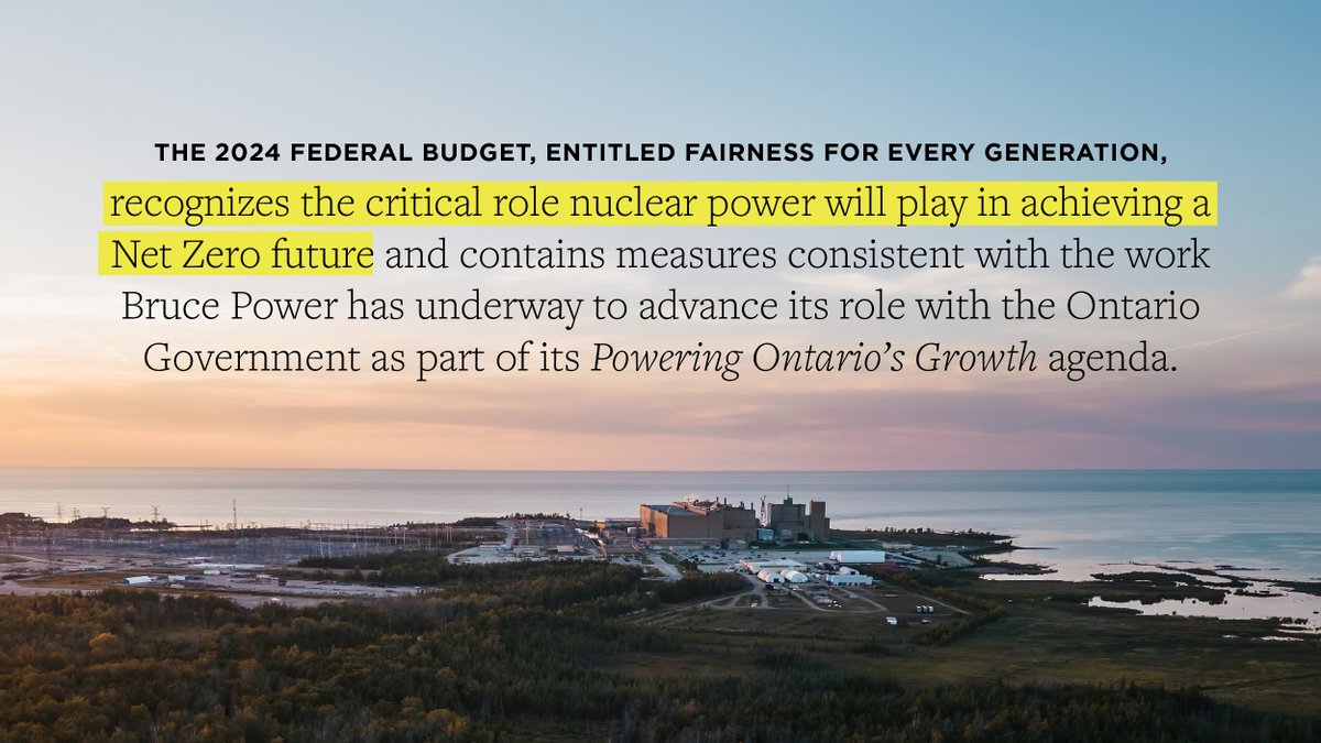 We’re pleased the 2024 Federal Budget recognized important elements related to the role nuclear plays in achieving a clean energy future for Canada that Bruce Power and the industry have been advocating for. Read our full statement on the budget: brucepower.com/2024/04/19/bru…