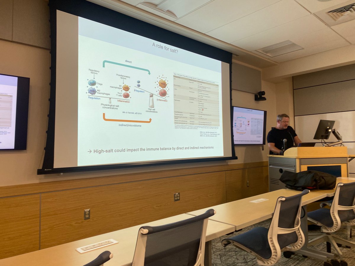 Prof. Dr. Markus Kleinewietfeld shares his latest work on the impact of salt (NaCl) on regulatory #Tcells (#Tregs) and macrophages in #health and in #autoimmune #disease in his @MUSChealth #immunology seminar! #immunologymatters