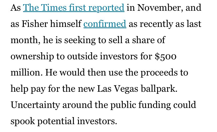 Reminder that the A’s don’t actually have the money to build the ballpark, and the lawsuit could “spook” investors. This saga could have been solved years ago if they actually just paid for it instead of waiting for everyone else to come up with funds. Hence the SELL chants.