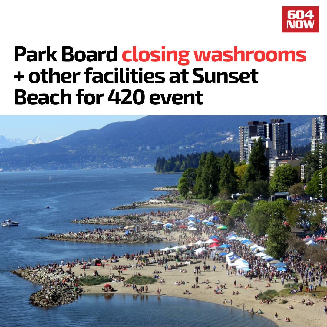 The pro-cannabis event is considered as a protest and is not a permitted event or festival by the city. 😮 As a result, Sunset Beach washrooms, #Vancouver Aquatic Centre, and concession will be closed all day on Saturday, April 20. 🚫 Regular programming resumes on April 21.