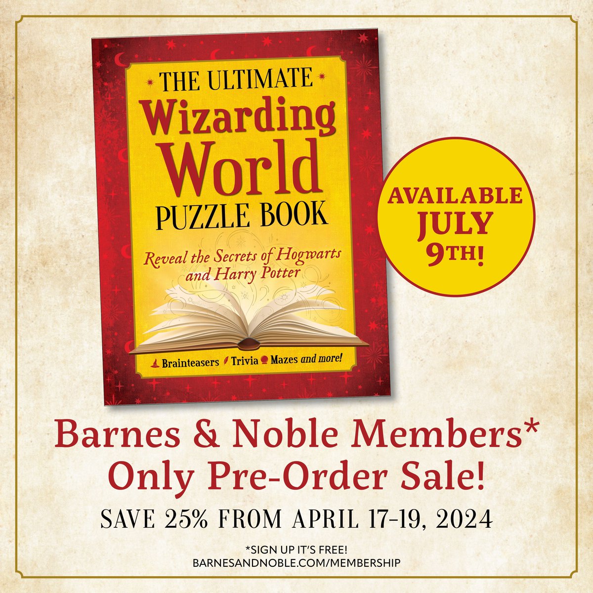 Do you love a good magical puzzle as much as we do? 🤓 In that case, you might love 'The Ultimate Wizarding World Puzzle Book'! Preorder and save 25% when buying it on Barnes & Noble preorder sale, from April 17-19! ⚡ Get your puzzle book here: buff.ly/4d0okLM