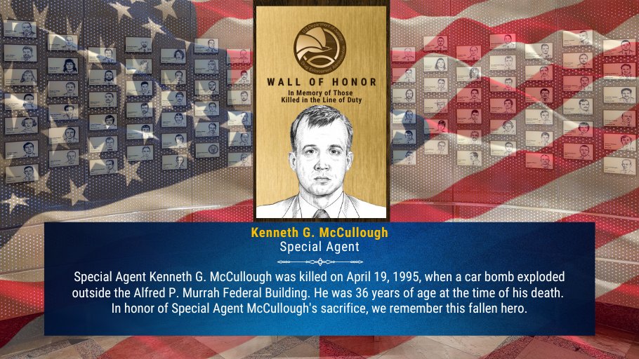 Today, we take a moment to honor Special Agent Kenneth G. McCullough, who lost his life in the bombing of the Alfred P. Murrah Federal Building in Oklahoma City, OK on April 19, 1995. #NeverToBeForgotten @DEADALLASDiv Read more about this fallen hero at: museum.dea.gov/wall-honor/ken…